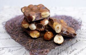 Milk chocolate with nuts.